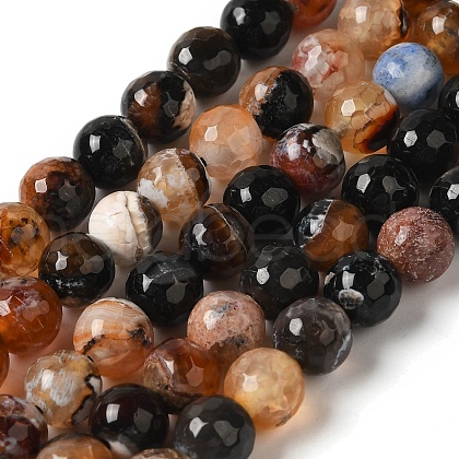 Dyed & Heated Natural Fire Crackle Agate Beads Strands G-P539-B01-08-1