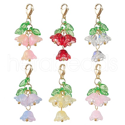 6Pcs 6 Colors Glass & Acrylic Pendant Decorations HJEW-JM01842-S-1