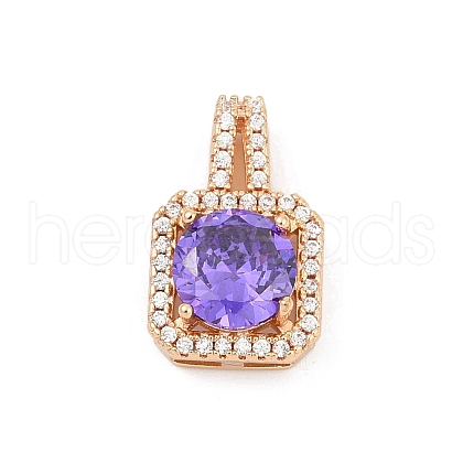 Brass Micro Pave Cubic Zirconia Pendants KK-E795-09KCG-02-1