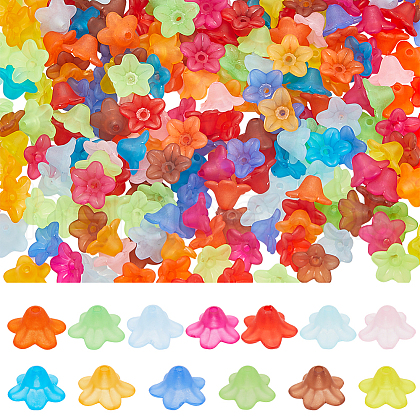 SOFPLATE 1300Pcs 13 Colors Transparent Acrylic Bead Caps TACR-SP0001-07-1