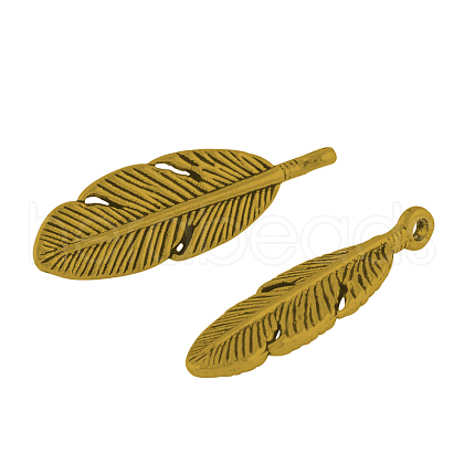 Tibetan Style Alloy Feather Pendants TIBEP-A87-AG-NR-1