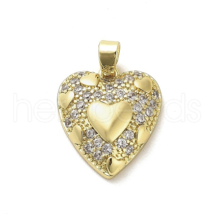 Rack Plating Brass Micro Pave Clear Cubic Zirconia Pendants KK-M276-05G-1