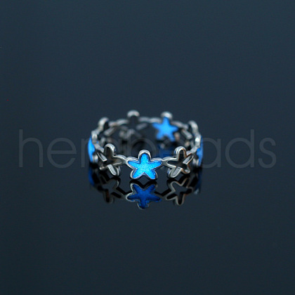 Luminous 304 Stainless Steel Star Finger Ring LUMI-PW0001-120D-1