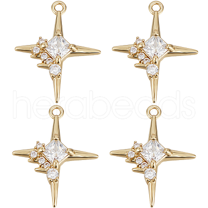 Beebeecraft 8Pcs Brass Micro Pave Cubic Zirconia Pendants KK-BBC0010-90-1