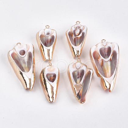 Electroplate Spiral Shell Pendants SSHEL-T008-09-1