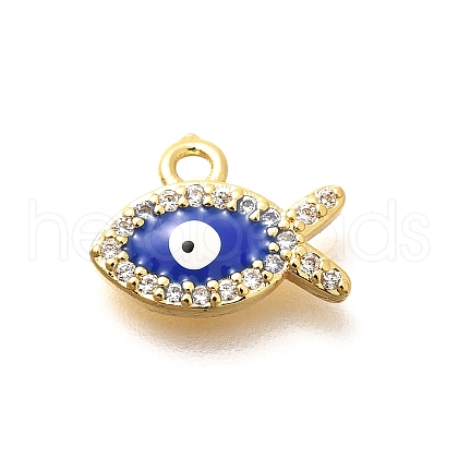 Brass Micro Pave Cubic Zirconia with Evil Eye Enamel Charms KK-G519-08G-01-1