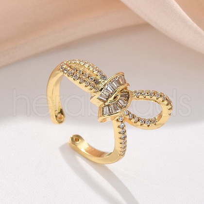 Brass Micro Pave Clear Cubic Zirconia Finger Rings RJEW-C120-27B-G-1