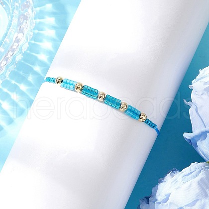 Glass Seed Beaded Braided Beads Bracelets BJEW-MZ00182-02-1