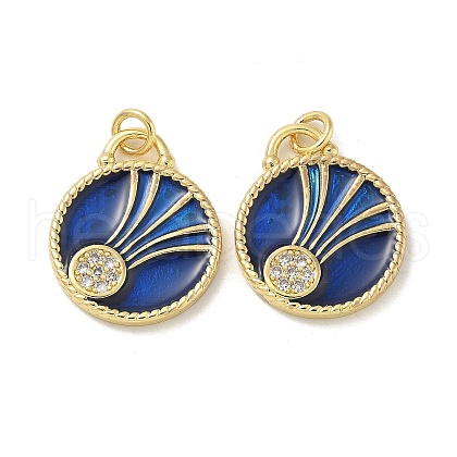 Brass Micro Pave Cubic Zirconia Pendants KK-B124-04G-01-1