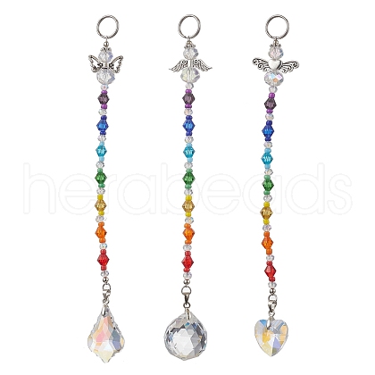 Angel Glass & Alloy Pendant Decorations HJEW-JM02092-1