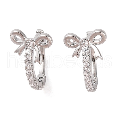 Brass with Clear Cubic Zirconia Hoop Earring EJEW-Q385-02P-1