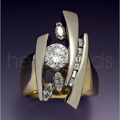 Horse Eye & Flat Round & Triangle Alloy with Crystal Rhinestone Finger Rings FS-WG6BE3E-05-1