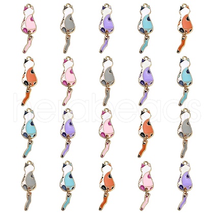 35Pcs 5 Colors Eco-Friendly Alloy Enamel Pendants ENAM-CJ0002-82-1