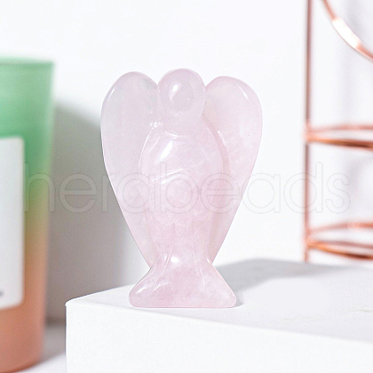 Natural Rose Quartz Angel Figurine Display Decorations G-PW0007-060E-1