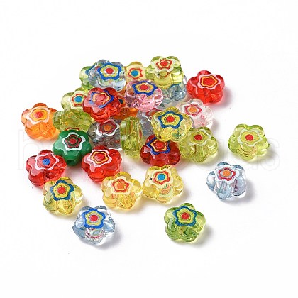 Printed Transparent Acrylic Beads X-OACR-E009-08-1