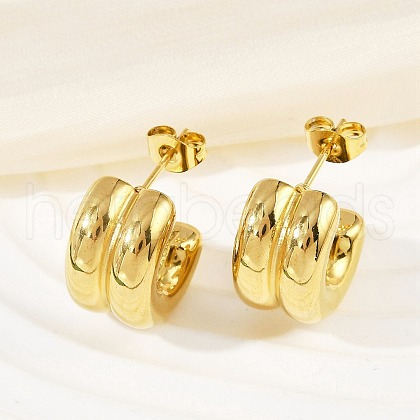 304 Stainless Steel C-Shaped Stud Earrings EJEW-S272-01G-1