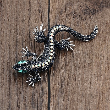 Gecko Rhinestone Brooch Pin PW-WG99E82-01-1