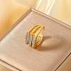 Brass Micro Pave Cubic Zirconia Cuff Open Rings IM2019-3-2