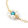 Shell Pearl & Acrylic Beads Flower Link Bracelets X1-BJEW-TA00003-02-4
