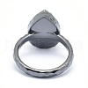 Electroplate Natural Druzy Quartz Crystal Finger Rings RJEW-I055-07B-RS-3