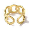 PVD Vacuum Plating 201 Stainless Steel Curb Chain Open Cuff Rings for Women RJEW-C092-16G-3