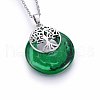 Synthetic Malachite Dyed Flat Round Pendants G-I357-A06-1