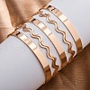Wave Iron Cuff Bangles for Women BJEW-G741-04KCG-2