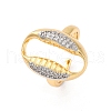 Brass Micro Pave Clear Cubic Zirconia Cuff Finger Rings for Women RJEW-C116-06G-4