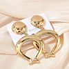 Oval 304 Stainless Steel Dangle Stud Earrings EJEW-L287-074G-1