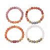 4Pcs 4 Style Mixed Natural Agate Beaded Stretch Bracelets Set BJEW-JB08780-4