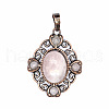 Retro Hollow Natural Rose Quartz Pendants PW-WG7B8C5-21-1
