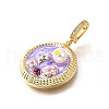 Brass Micro Pave Cubic Zirconia & Enamel Pendants KK-R222-14G-01-2