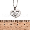 304 Stainless Steel Crystal Rhinestone Heart Pendant Cable Chain Necklaces for Women NJEW-Z056-01D-P-5