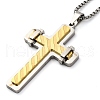 304 Stainless Steel Cross Pendant Necklaces NJEW-S007-20A-GP-2