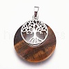 Natural Tiger Eye Pendants G-F573-C15-2