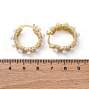 Flower Brass ABS Imitation Pearl Hoop Earrings EJEW-R016-22G-3