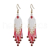 304 Stainless Steel Seed Bead Glass Tassel Dangle Earrings EJEW-MZ00432-01-2