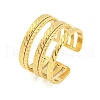 304 Stainless Steel Three Line Wide Open Cuff Ring for Women RJEW-S406-01G-04-1