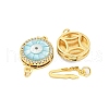 Rack Plating Brass Micro Pave Cubic Zirconia & Shell & Enamel Box Clasps KK-S373-03G-2
