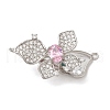 Flower Brass Micro Pave Cubic Zirconia Fold Over Clasps KK-A227-17P-1