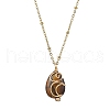 Natural Tiger Eye with Brass Pendants Necklaces NJEW-JN04679-04-1