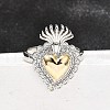 Gothic Style Brass Micro Pave Clear Cubic Zirconia Cuff Rings for Women RJEW-U051-02F-GP-1