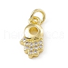 Brass Micro Pave Clear Cubic Zirconia Palm Charms ZIRC-F132-56G-1