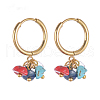 304 Stainless Steel Turquoise Chip Hoop Earrings FS-WG3B698-01-2