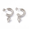 Tarnish Resistant Vacuum Plating 201 Stainless Steel Stud Earrings for Women EJEW-B016-34P-1