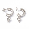 Vacuum Plating 201 Stainless Steel Stud Earrings for Women EJEW-B016-34P-1