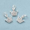 Rack Plating Brass Micro Pave Clear Cubic Zirconia Pendants KK-E081-14S-2