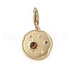 304 Stainless Steel Rhinestone Flat Round with Star Pendant Decoration STAS-S165-03A-G-1