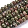 Faceted Natural Unakite Rondelle Beads Strands X-G-K090-10-2