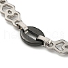 Two Tone 304 Stainless Steel Oval & Rhombus Link Chain Bracelet BJEW-B078-19BP-2